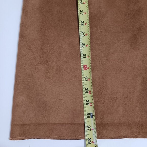 Loft Brown Sleeveless Faux Suede Sheath Dress Size 10 With Pockets - Picture 13 of 13